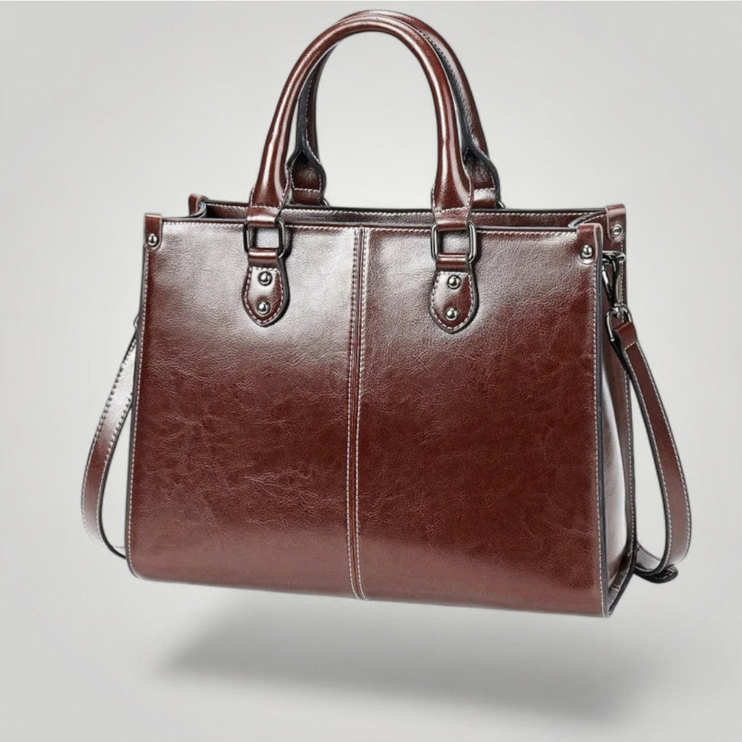 Sac à Main Ordinateur pour Femme en Cuir Café