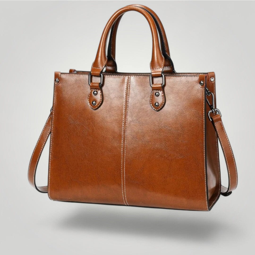 Sac à Main Ordinateur pour Femme en Cuir Marron