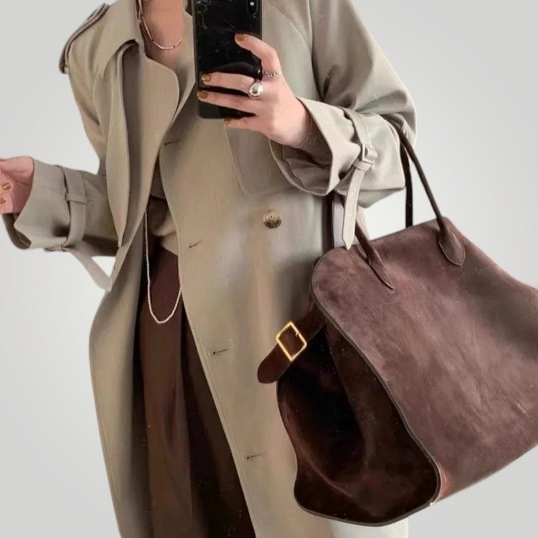 Sac Business Femme Ordinateur en Daim Café