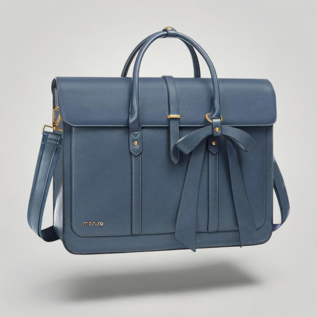 Sac Ordinateur 14 pouces pour Femme en Cuir Bleu Marine / 14"